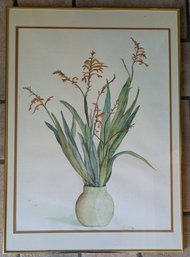 Watercolor Crocosmia Flowers - Signed Sylvia 92