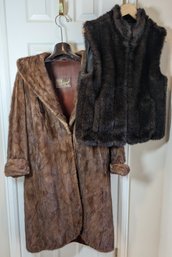 Women's Fur Coat And Faux Fur Reversible Vest