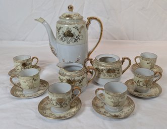 Hand Painter Ivory And Gold Tea Set