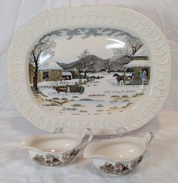 Thanksgiving Turkey Platter And Gravy Boats