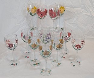 Painted Floral Wine Glasses