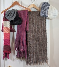 Winter Scarf Bundle - Knit Scarves And Hats