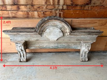 Architectural Salvage LARGE 50' Inch Antique Moulding Fireplace Mantel Arch Or Door Canopy Metal & Wood