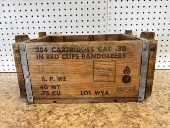 Vintage Military Wooden Ammo Box .30 Cal