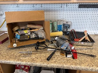 Lot Of Miscellaneous Painting Supplies - Brushes, Rollers, Pan, Mixers (lot 2)