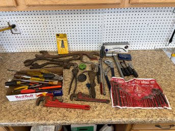Huge Lot Of Misc Tools - Ridgid Wrenches, Vintage Tools, Screwdrivers, Etc