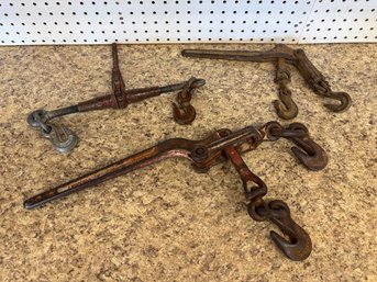 Lot Of 3 Steel Chain Binders