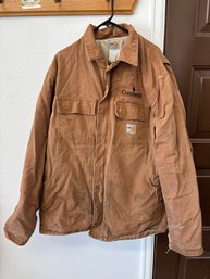 Vintage Carhartt XL Tall FR Flame Resistant Tan Jacket - Continental Resources Patch