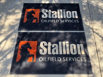 Pair Of Two Large 57 X 33 Area Entry Rugs With Stallion Oil Field Services Oil & Gas Entry Rug Mat