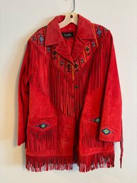 Vintage Women's Red Leather Western Jacket By Excelled - Medium