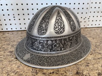 Vintage Hand-Engraved Aluminum Hart Hat By B.F. McDonald Co. Mining Oil Hardhard