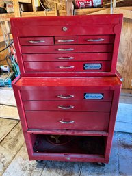 Vintage NAPA New Britain Red Heavy Duty Tool Box Combo With Assorted / Misc Tools
