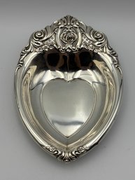 Wallace Sterling Silver Rose Point Heart Candy Dish Bowl #4630