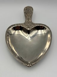 Vintage Silver Plate Heart Shaped Dish / Spoon Rest 8'
