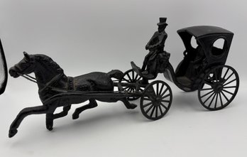 Vintage Antique Cast Iron Horse & Carriage Horse Buggy Toy