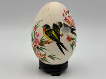 Vintage Hand Painted Egg With Birds 3.5'