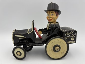 Antique 1930's Rare Charlie McCarthy Wind Up Tin Litho Benzine Buggy Metal Toy
