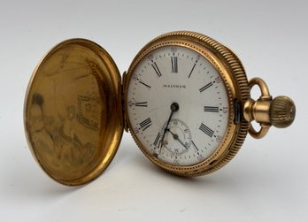 1890 Waltham 14K Gold 6S 16J Hunters Antique Pocket Watch Lady Waltham Movement