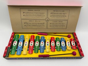 Vintage 1930s Diamond Xylophone Toy In Carrying Case Made In Japan