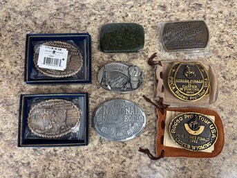 Lot Of Vintage Brass & Metal Belt Buckles Rodeo Cowboy Beltbuckle
