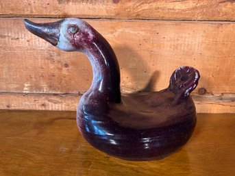 Vintage Ceramic Handmade Pottery Duck Goose Swan Statue Decor