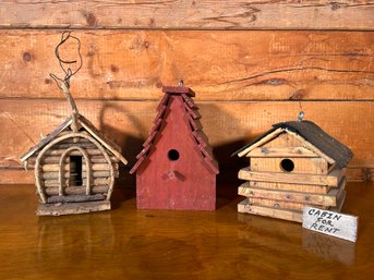 Lot Of 3 Vintage Rustic Birdhouse Bird Houses