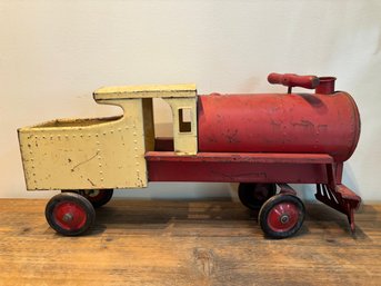 Antique Pressed Steel Steelcraft Steamcraft Ride On Train Toy