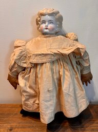 Antique German Made Blonde Hair Porcelain China Marion Doll 21'