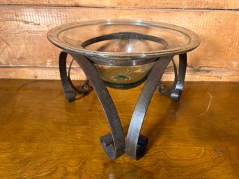 Iron & Glass Tripod Table Top Candle Holder Decor