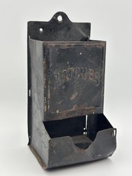 Antique Tin Metal Match Holder 5.5'