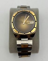 Vintage Seiko Mens 7006 7219 Automatic 17J Day Date Dilver Tone Watch