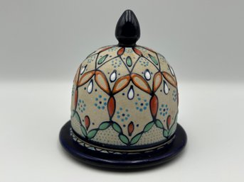 Vintage Javier Servin Mexico Ceramic Hand Painted Small Butter Dish