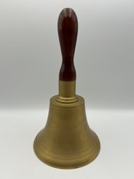 Vintage Heavy Large Wood & Brass Handheld Bell