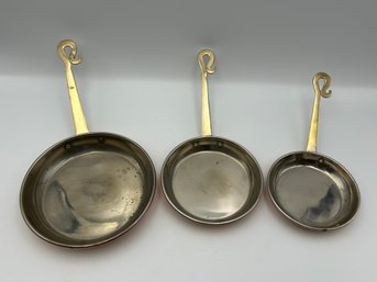 Vintage Small / Mini Brass & Copper Pan Skillet Lot Of 3