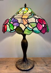 Tiffany Style Stained Glass Table Lamp With Floral Design 23'