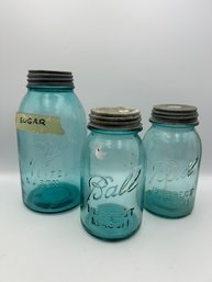 Antique Vintage Ball Mason Canning Jar Lot Of 3