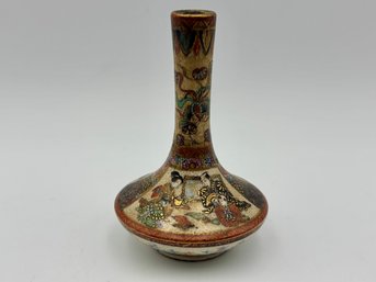 Antique Japanese Satsuma Hand Painted Miniature Porcelain Vase Meiji Period 3'