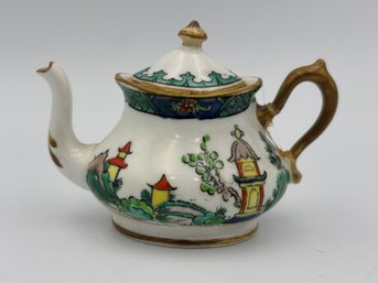 Antique Porcelain Handpainted Miniature Tea Pot Crown Saffordshire England 2.8' X 2'