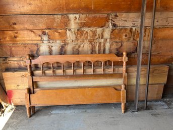 Antique Wood Full Bed Frame Headboard
