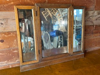 Antique Folding Dresser Mantle Top Mirror Wood