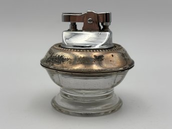 Antique B-I Sterling Silver Glass Table-Top Cigarette Cigar Lighter