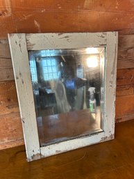 Antique Mirror White Wood 21 X 25