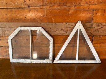 Lot Of 2 Architectural Salvage Window Windows Triangle & Hexagon