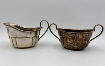 Vintage Wallace Sterling Silver Creamer & Sugar Bowl Quincy Pattern No 212 - 190g