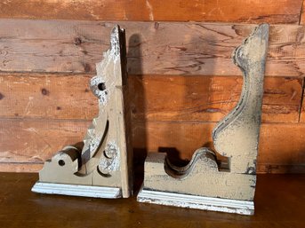 Architectural Salvage Lot Of 2 Antique House Corbels 22H X 13W 22.5H X 15W