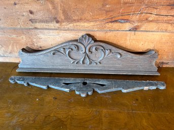 Architectural Salvage Antique Wood Pieces Ornate Door Frame Accent Pieces 32'