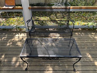 Wrought Iron Patio Love Seat & Table