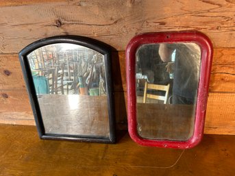 Lot Of 2 Small/Medium Antique Wood Framed Mirrors Black & Red