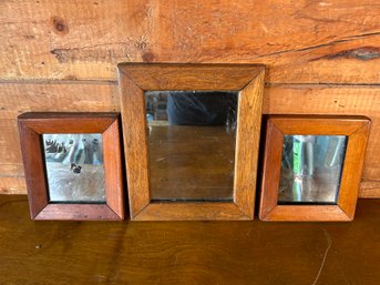 Lot Of 3 Small Antique Wood Mirrors