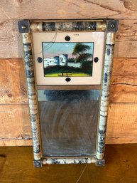 Antique Wood Framed Mirror With Nature Motif